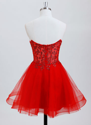 A-line Sweetheart Short Tulle Homecoming Dress